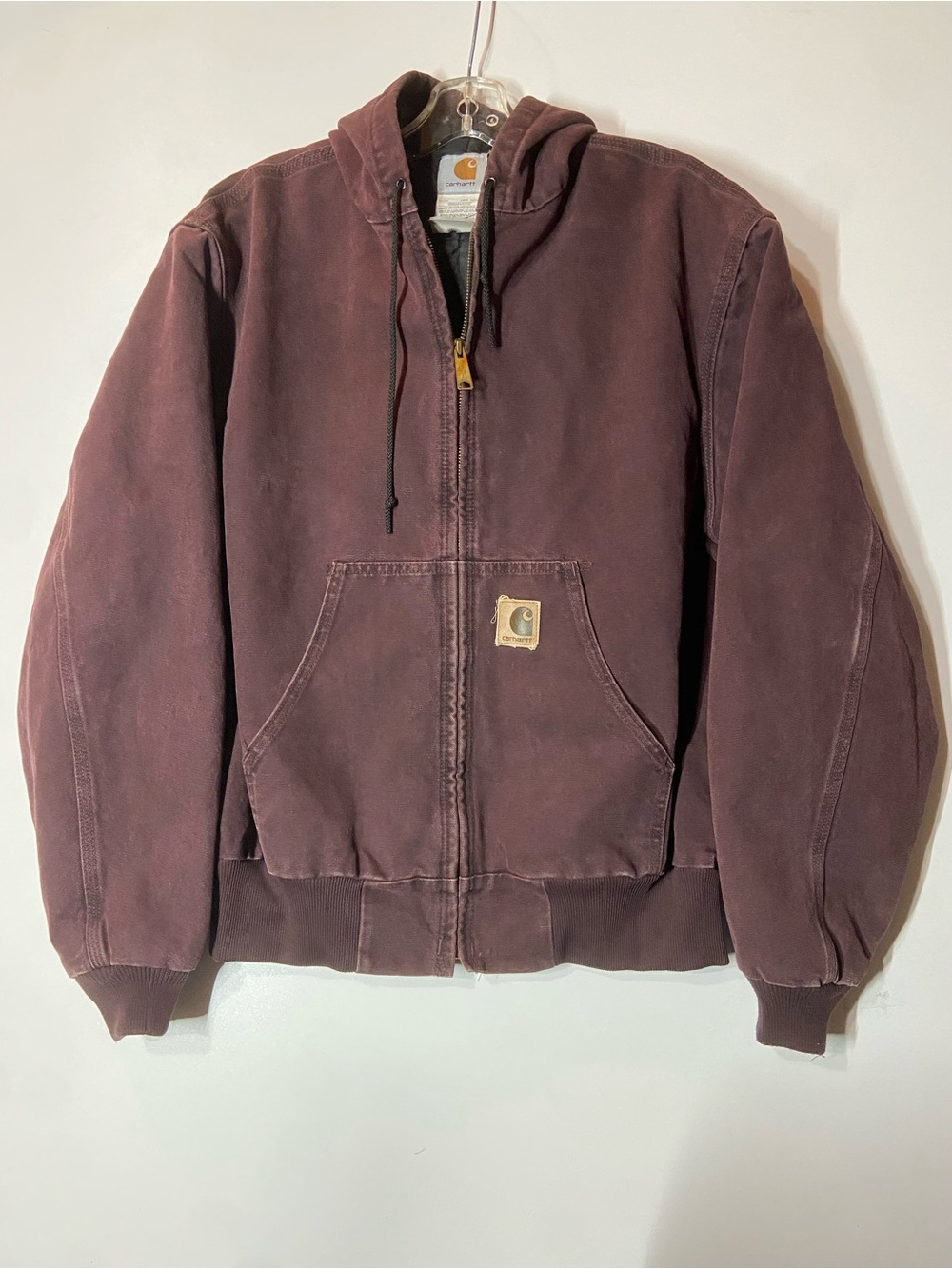 Vintage Burgundy Carhartt J06 BRG Full Zip Work Jacket Rare Large